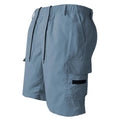 Men's black polyester straight-leg sports shorts with micro-elastic fabric on mannequin