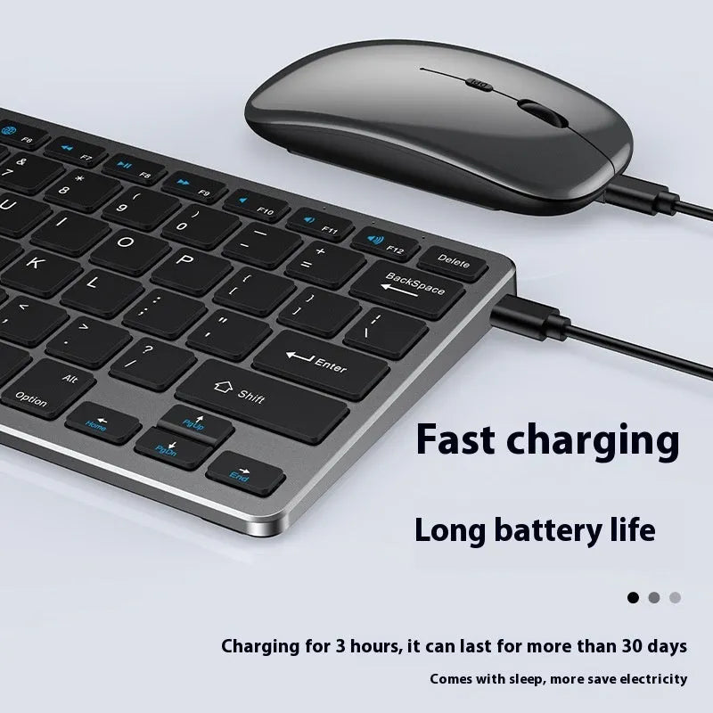Ultra-thin wireless keyboard and mouse combo in black, gun colour, or silver with receiver and keyboard cover