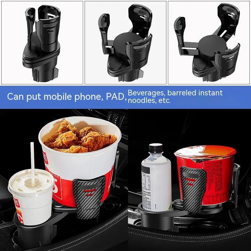 Second generation upgrade car cup holder modification accessory in ABS plastic with carbon fibre or matte colour options