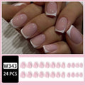 White plaid pattern plastic nail tips in coffin shape, 24 piece pack