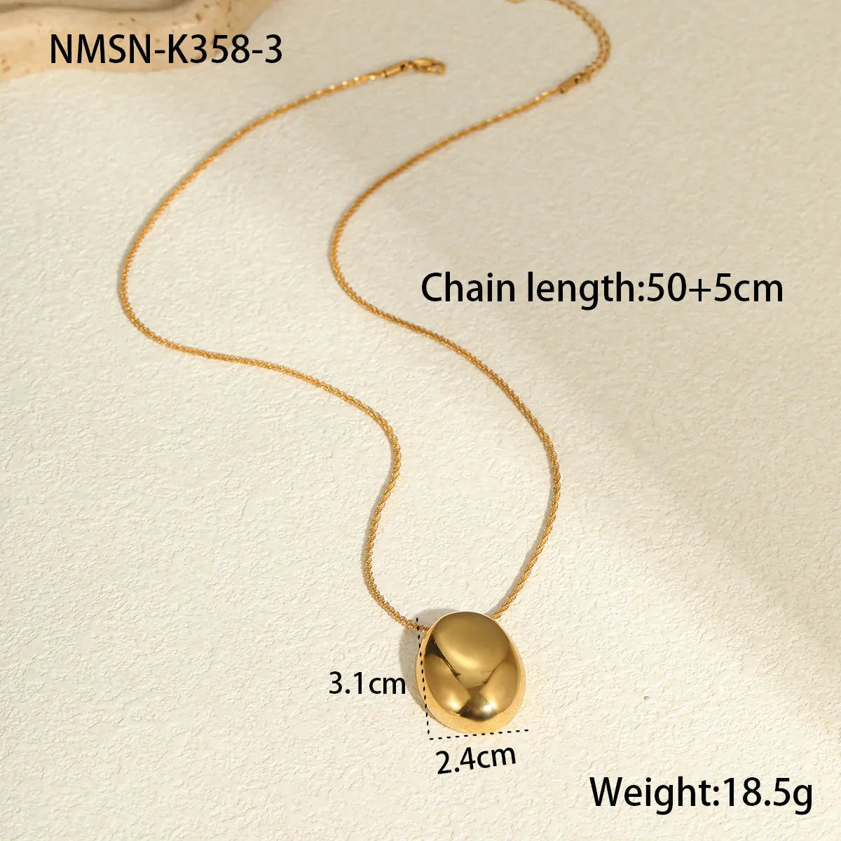 Gold geometric pendant necklace with 41-50cm chain on stainless steel background
