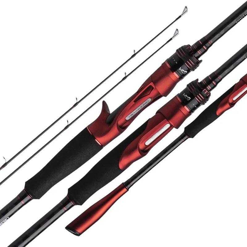 Carbon fishing rod with choice of straight handle or pikestaff style for light lure fishing.