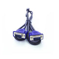 Black VGA cable with blue moulded connectors, 1.5 metres long for monitor and TV connections