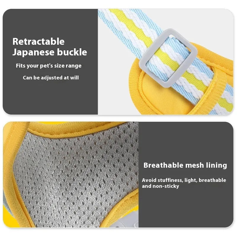 Explosion-proof anti-strangulation pet harness with 1.5m rope in green, blue, pink, yellow colours