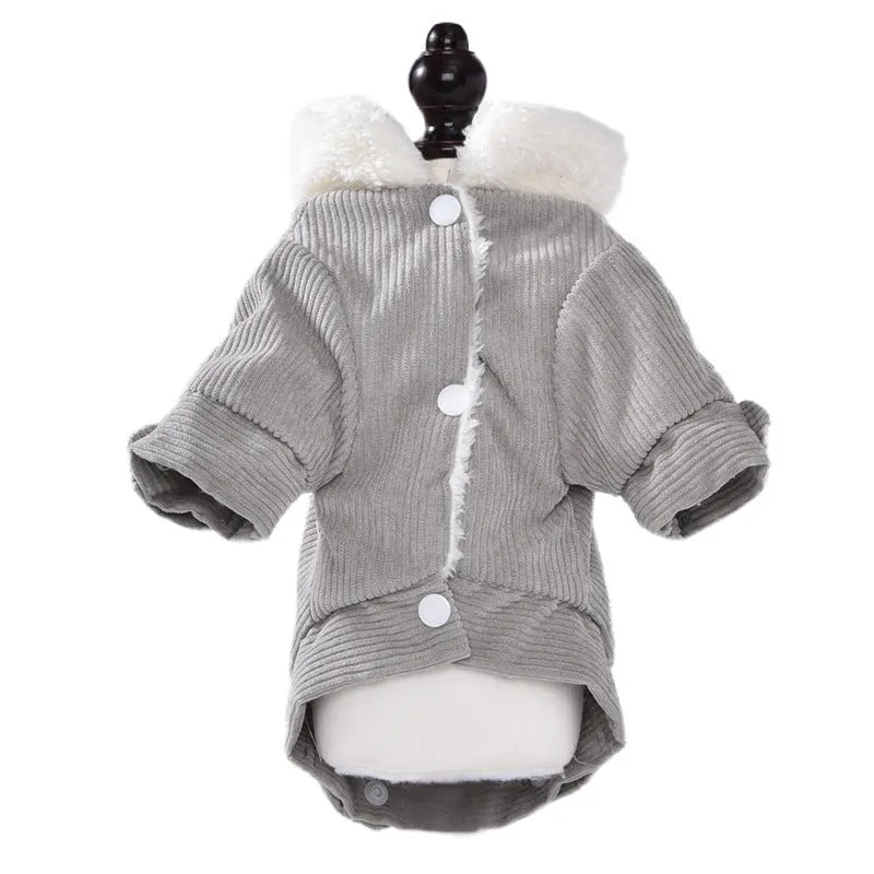 Lambswool dog vest with wool lining in grey or pink, available in six sizes for autumn and winter wear