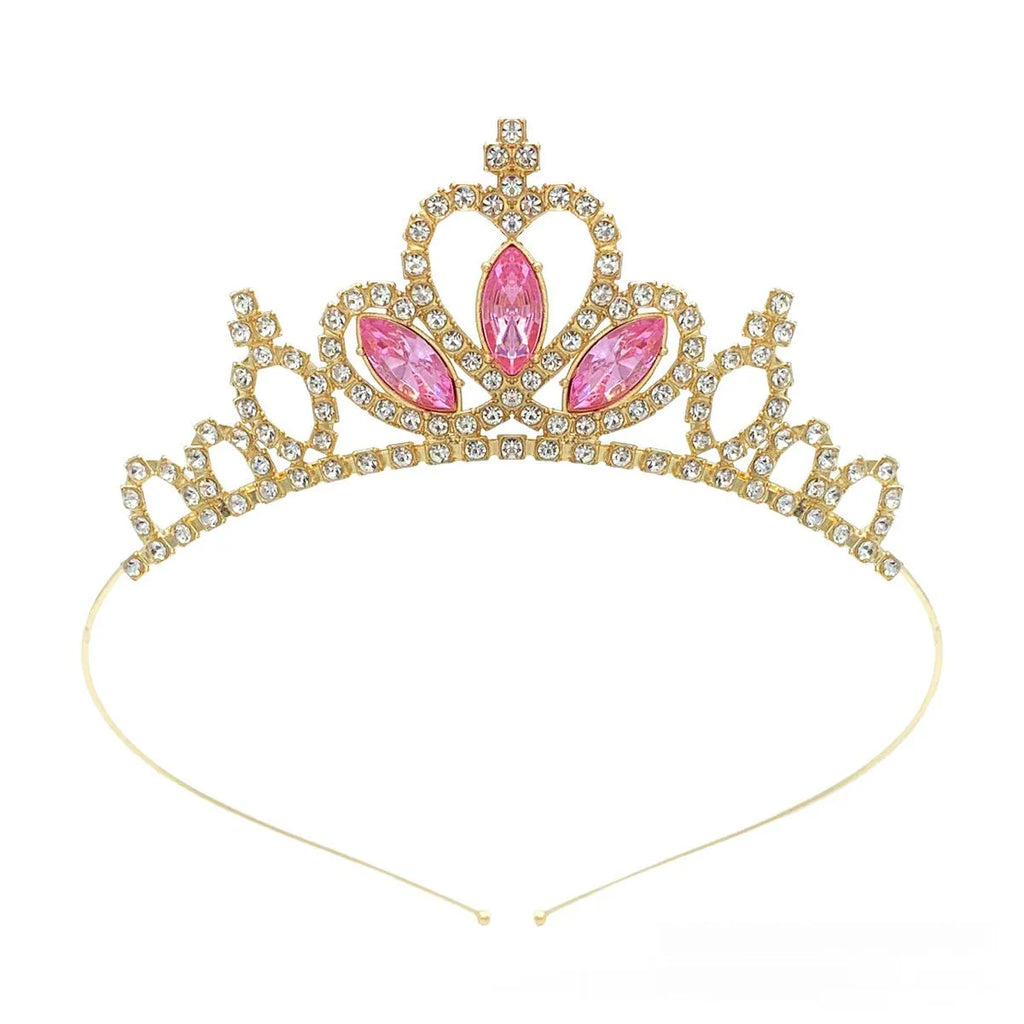 Girls alloy princess crown with electroplated finish in gold and silver colour options