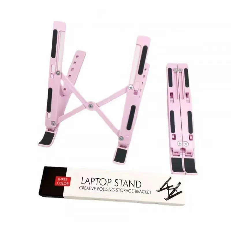 Folding aluminium laptop stand in silver finish showing cooling design for 16-18 inch notebooks
