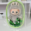 Transparent PVC cube storage bag for cotton dolls with keychain in multiple colour options