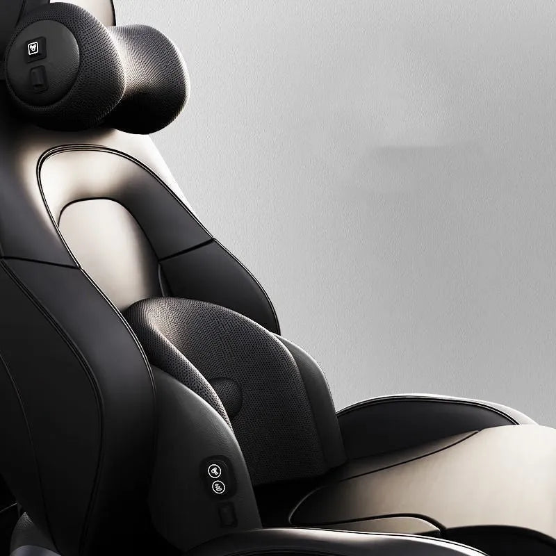 Car seat massage cushion with memory cotton filling in classic black, mocha brown and space grey colour options