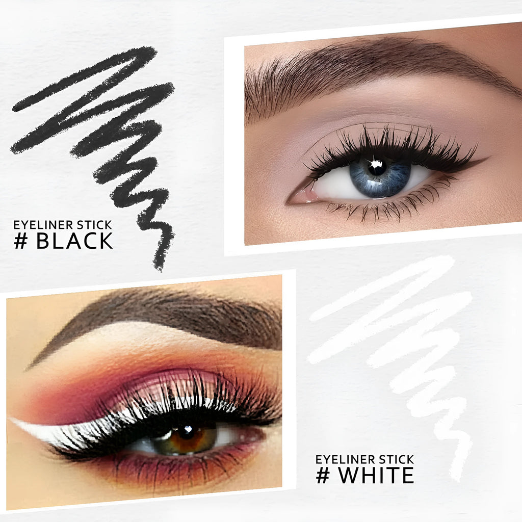 12 white and black eyeliner pencils with sharpener in waterproof makeup set