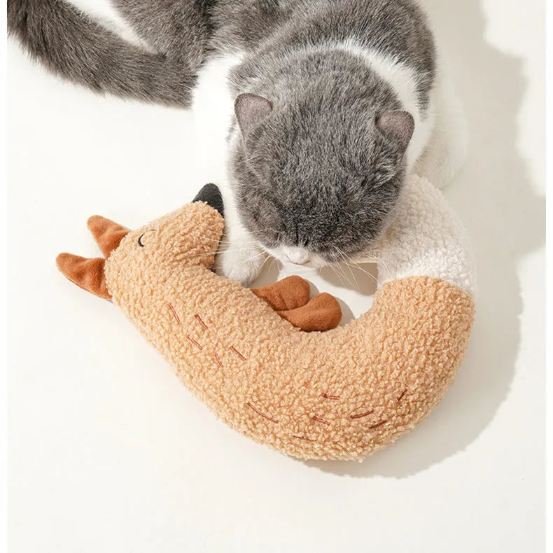 Cartoon dog chew toy in fox or duckling design with teddy velvet fabric and squeaker