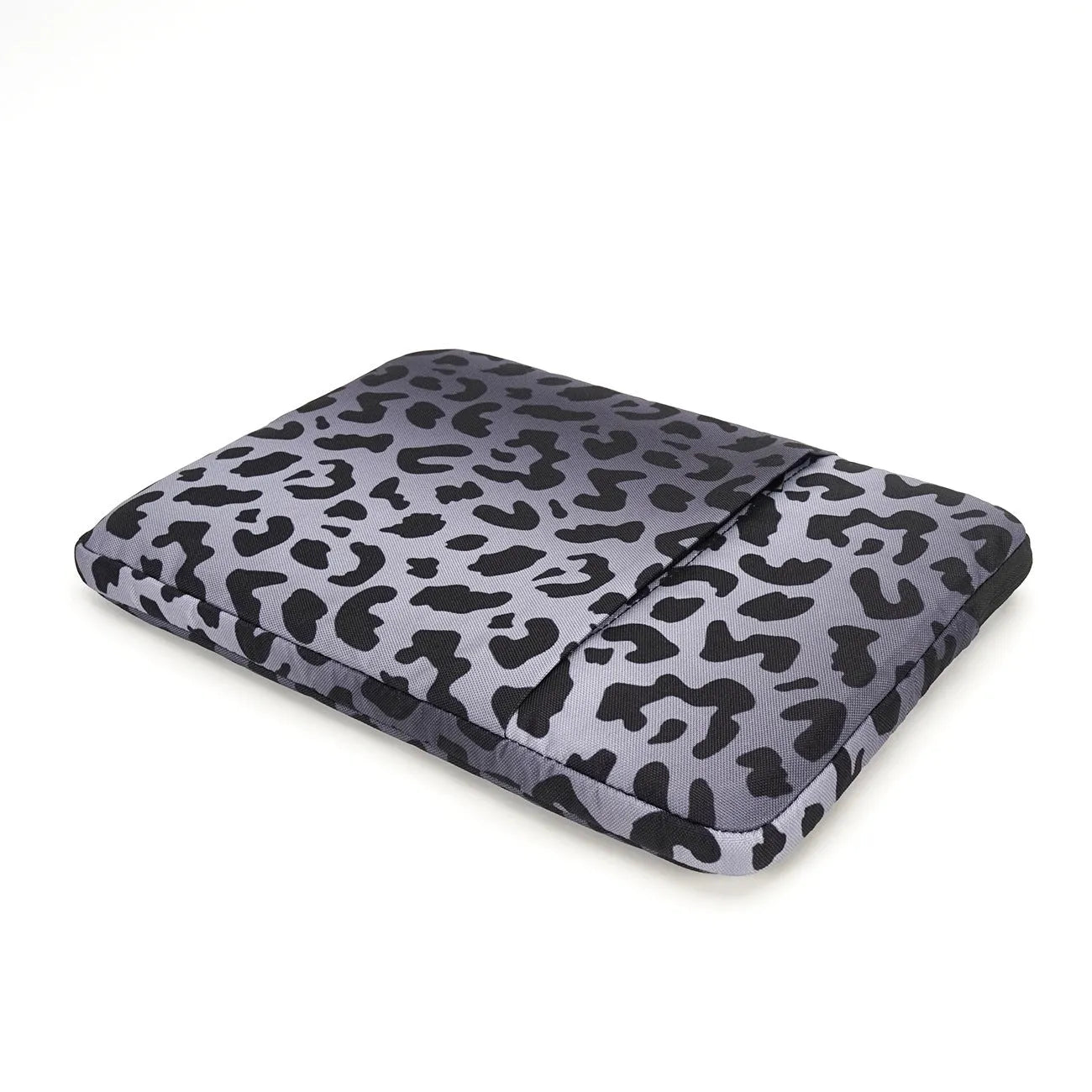 Leopard print laptop sleeve with flannel interior for 13-inch to 16-inch device protection