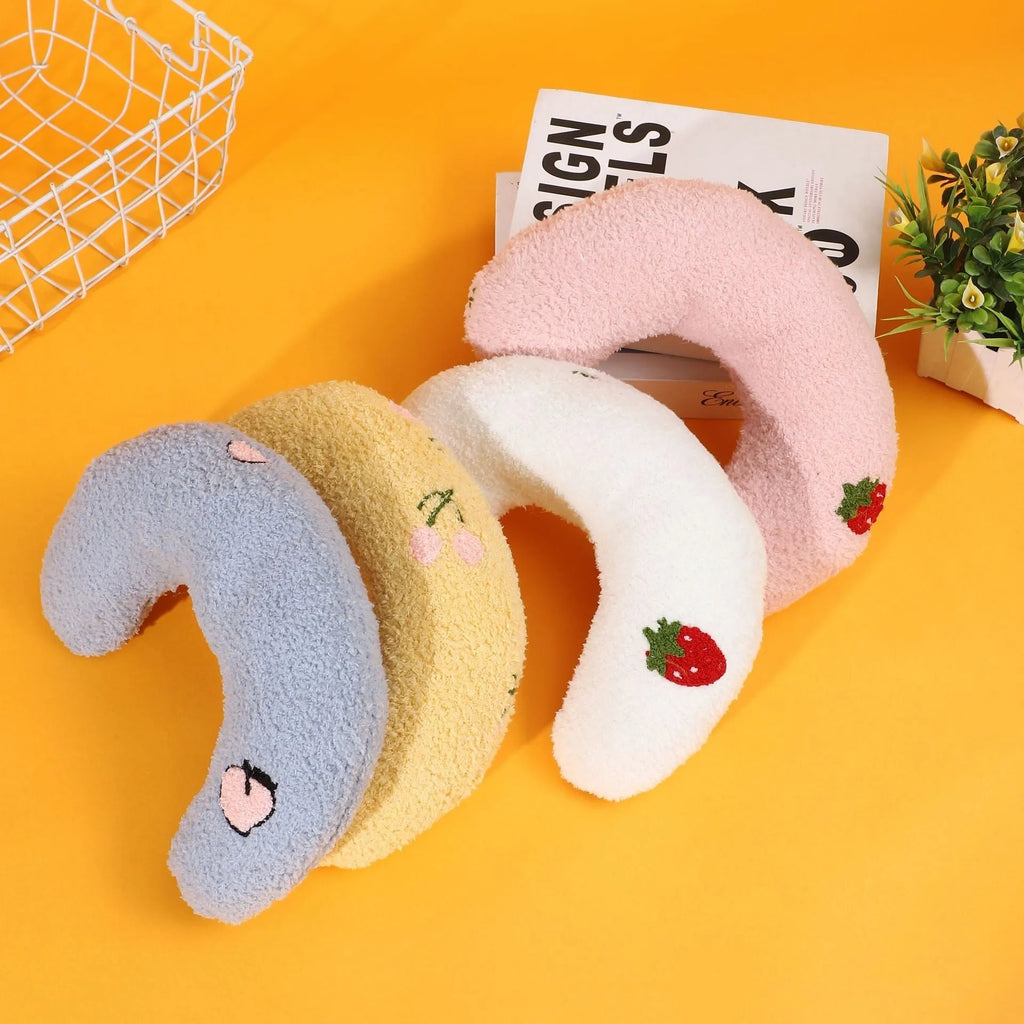 Cat U-shaped half moon pillow bed in cloth fabric with cartoon design