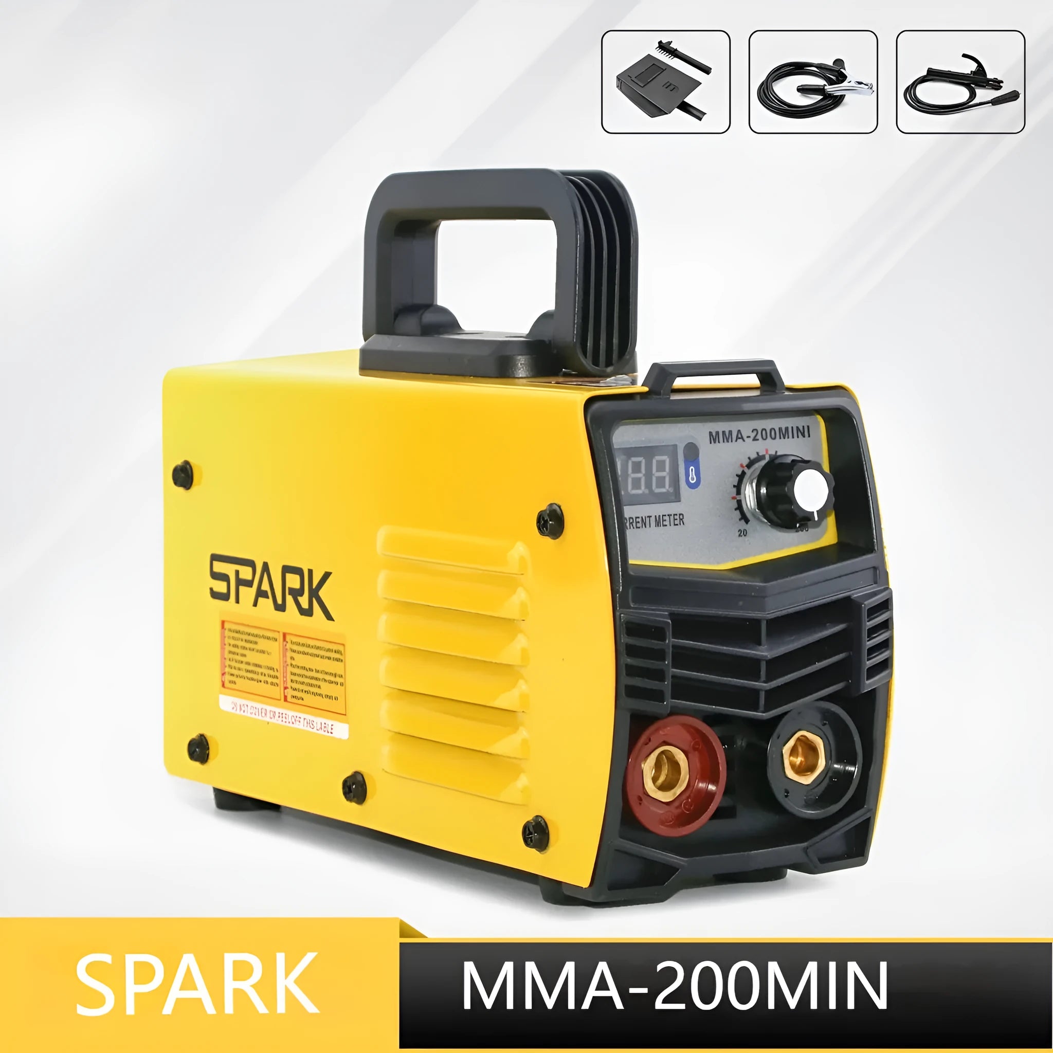 MMA-200MIN household DC welding machine with welding tongs, grounding clamp, face shield and brush hanger