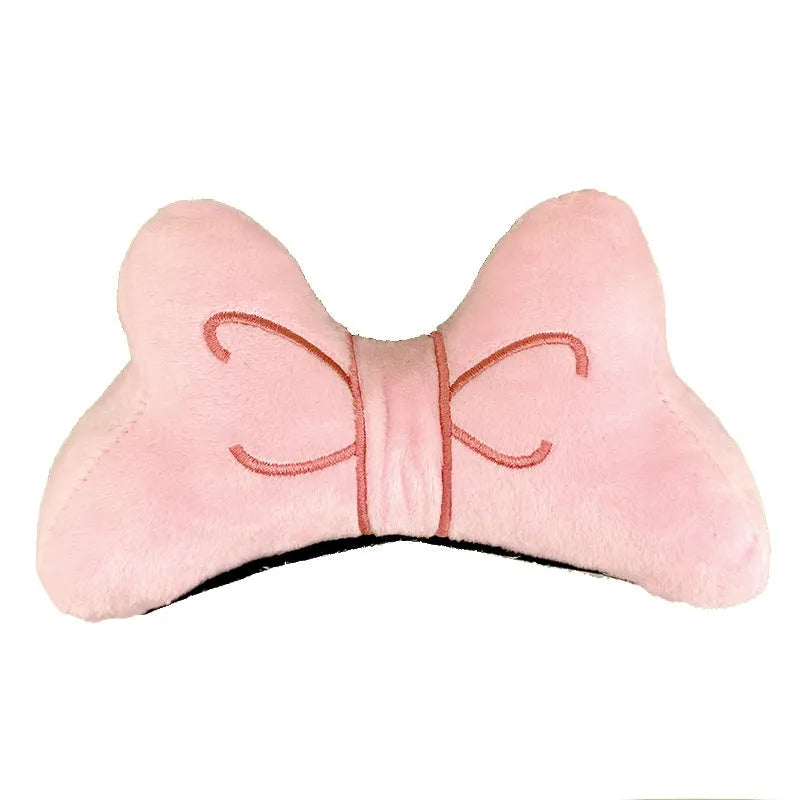 Plush bow helmet decoration for electric motorcycle and ski helmets in red, peach pink and rose pink colours