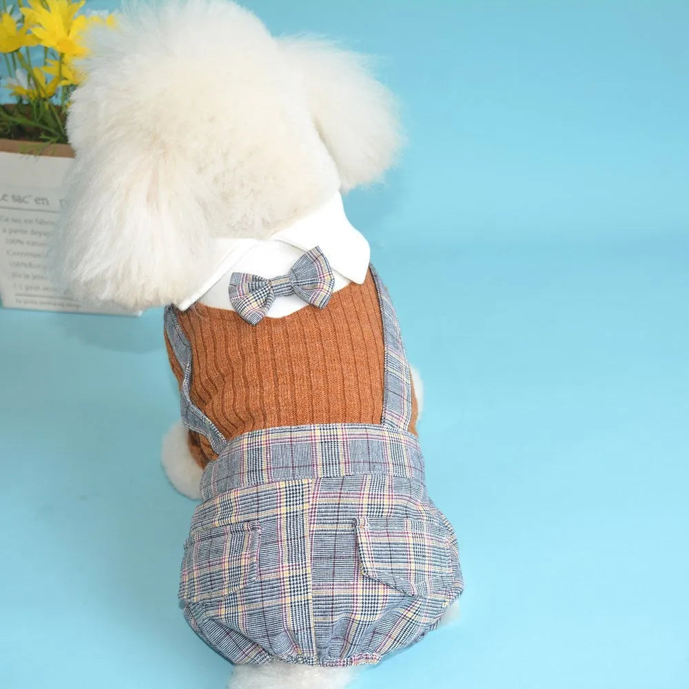 Dark blue cotton dog shirt for small dogs showing size label and fabric texture