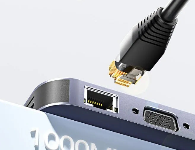 11-in-1 USB C expansion dock hub with Ethernet, HDMI, USB ports, and a 20cm cable