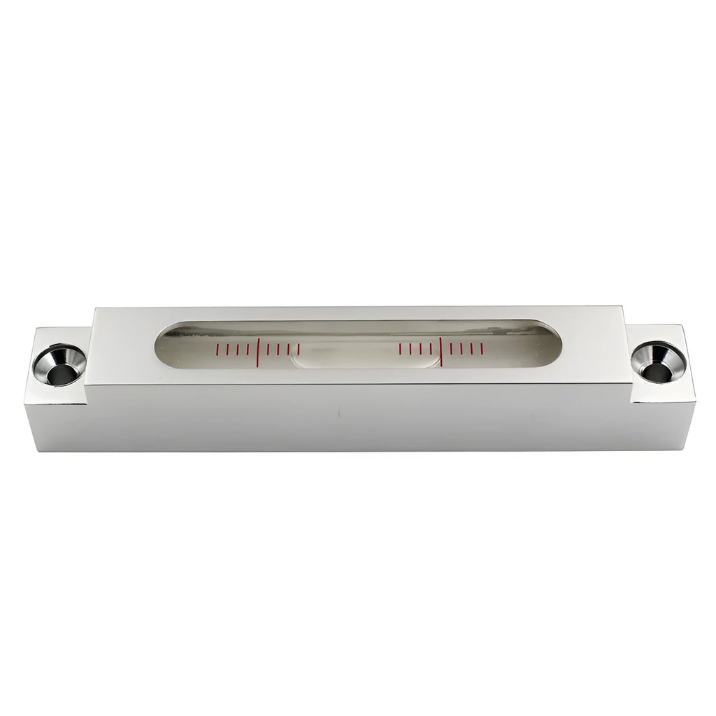 Metal and glass mini strip spirit level showing measurement accuracy of 0.02mm/m