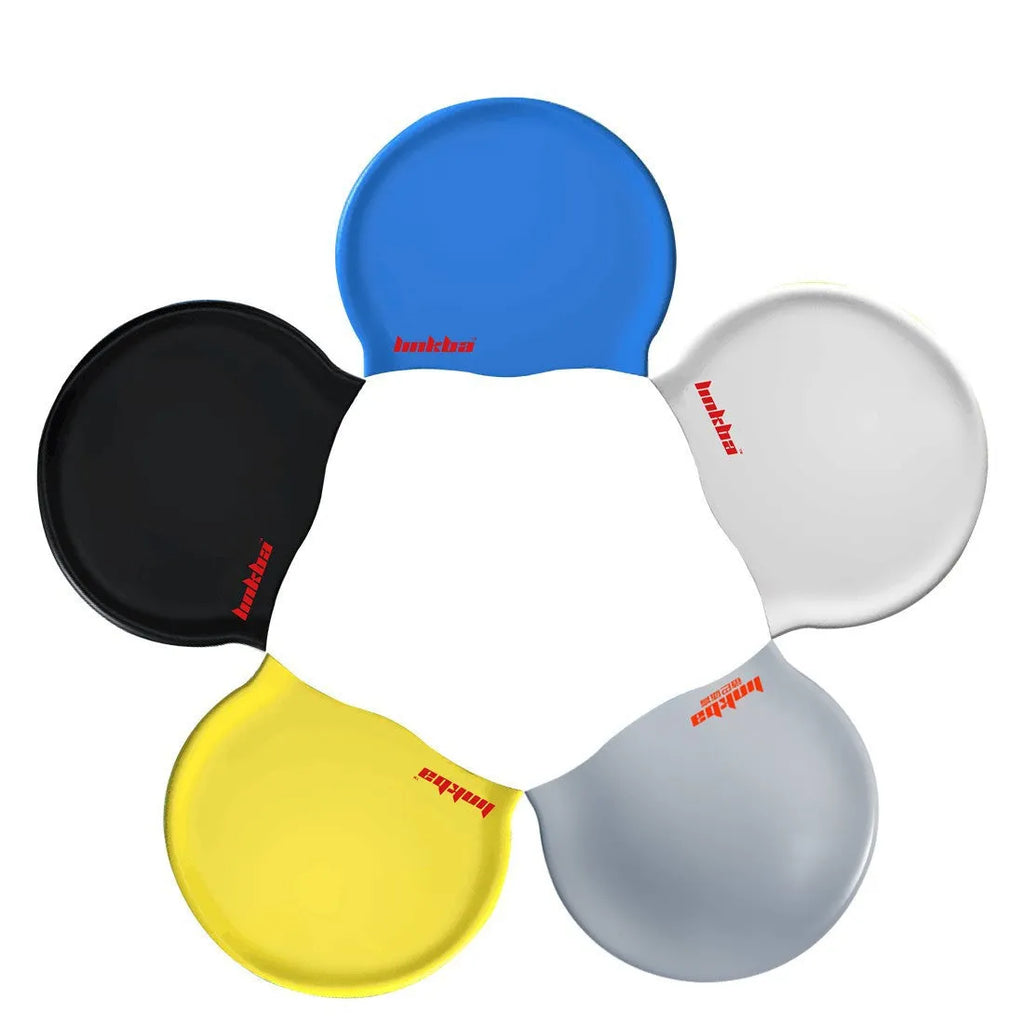 Silicone swimming cap with letter print design in multiple colour options