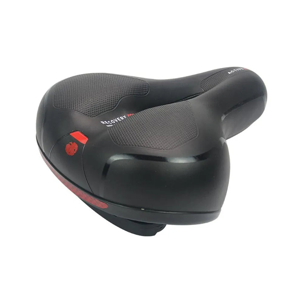 Thickened silicone bicycle saddle cushion with waterproof cover and tools kit on a bike seat.