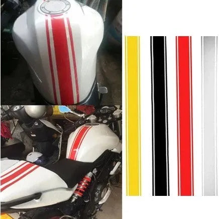Long black and silver reflective pinstripe motorcycle vinyl sticker for gas tank lid, shown at 50cm length.