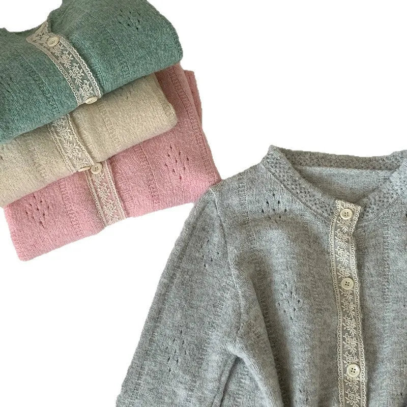 Korean artistic retro style sweater coat in viscose fibre fabric, loose-fitting cardigan design
