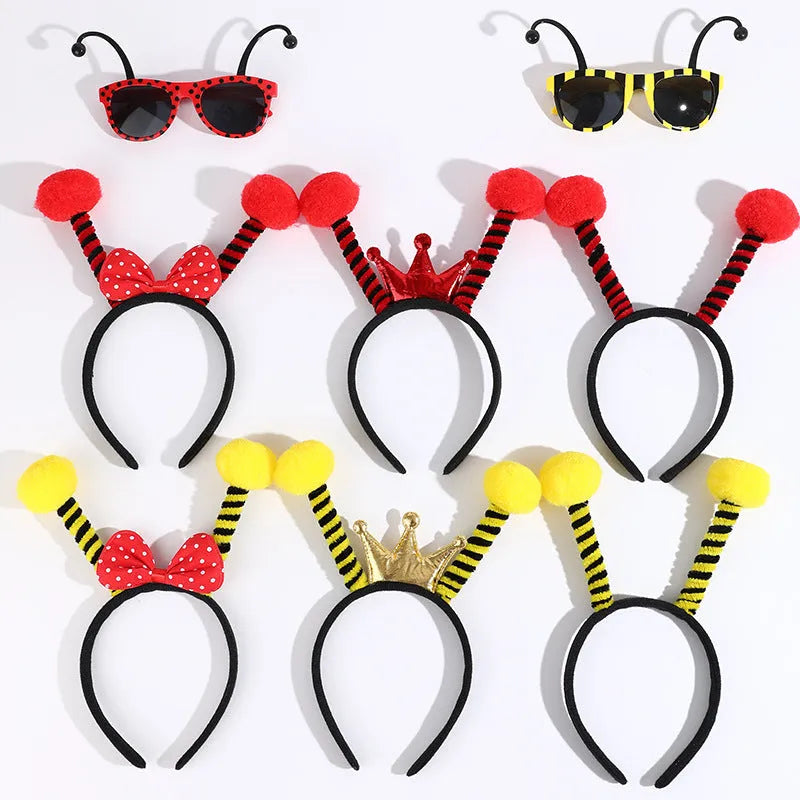 Children's yellow bees fancy dress headband and glasses costume set with insect decorative elements