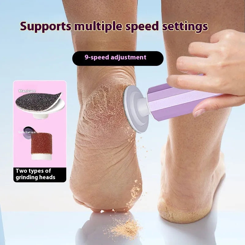 Electric foot callus remover device with USB cable and sandpaper grinding wheels for pedicure care