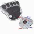 Metal motorcycle brake pedal skid plate replacement part in three style variants