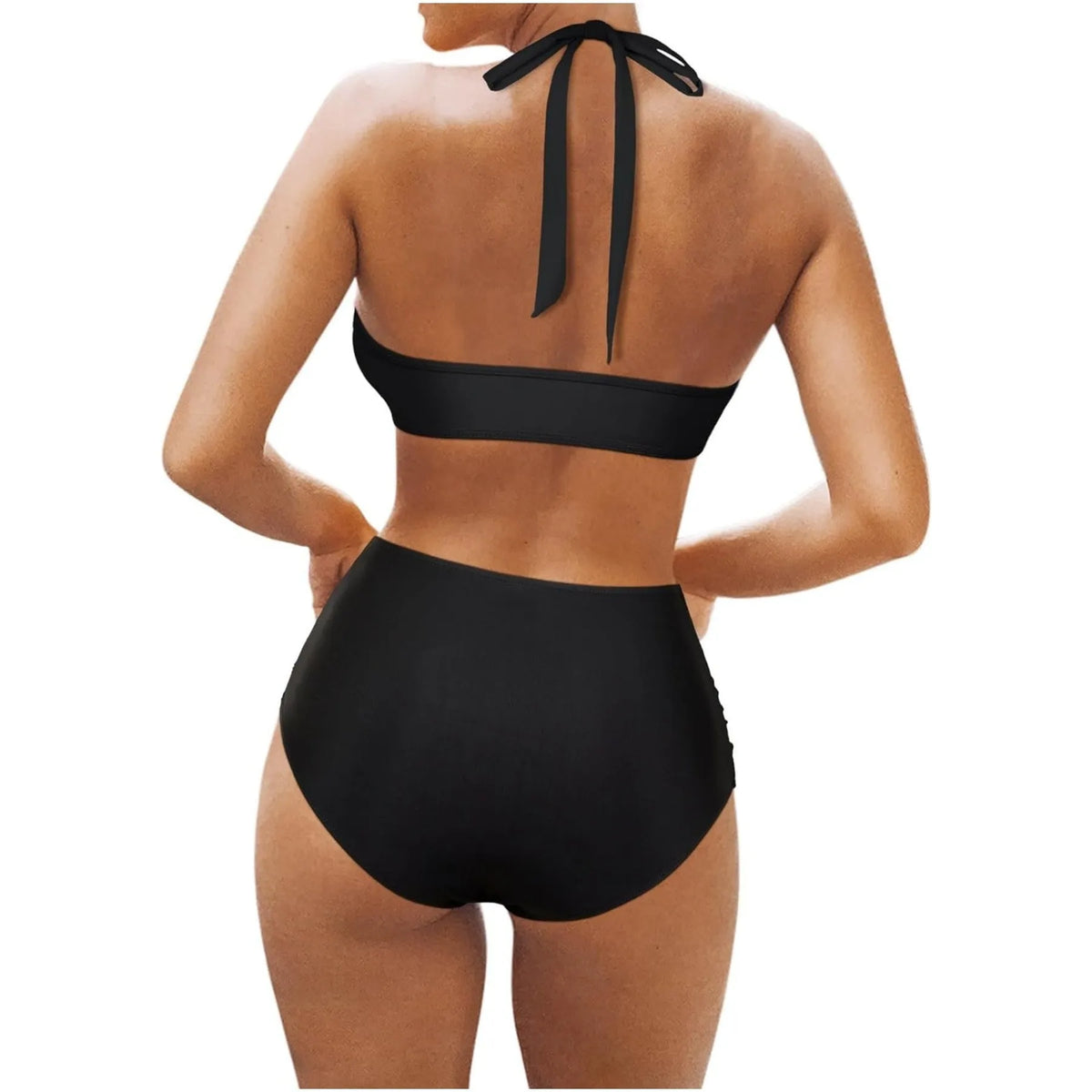 Women's polyester fibre bikini swimsuit with split design and briefs style