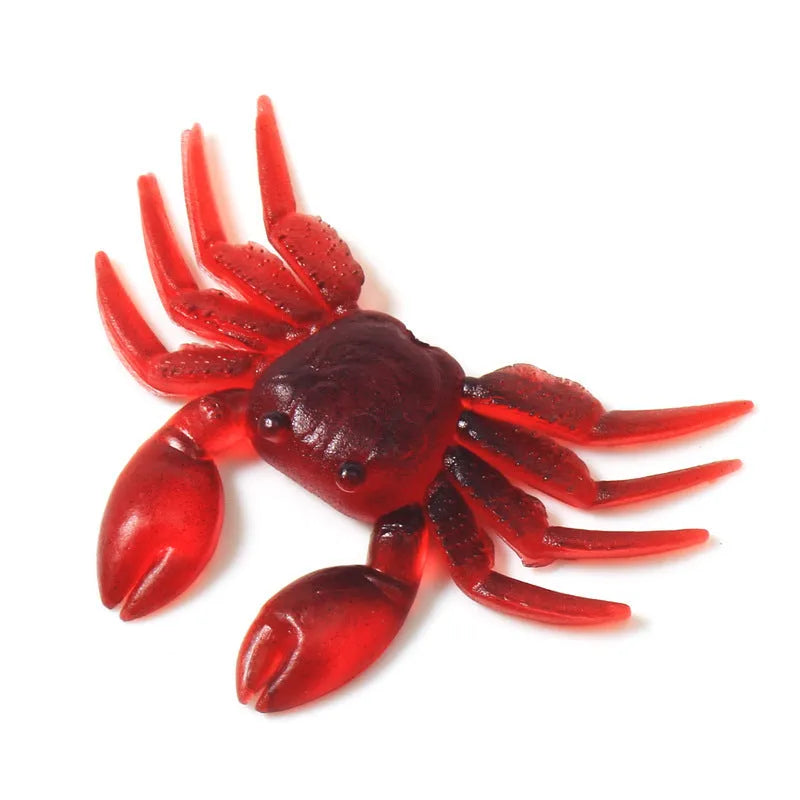 PVC soft plastic crab fishing lure in red and brown colours, measuring 8cm in length.