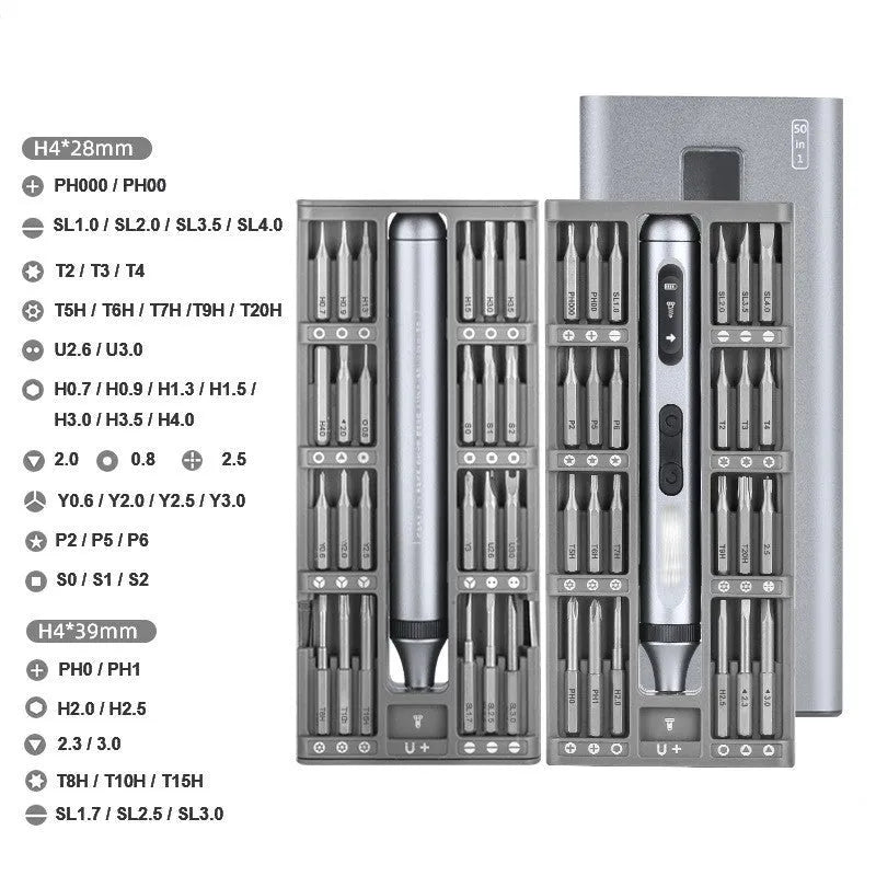 Compact electric screwdriver with aluminium alloy handle showing 134.5mm length