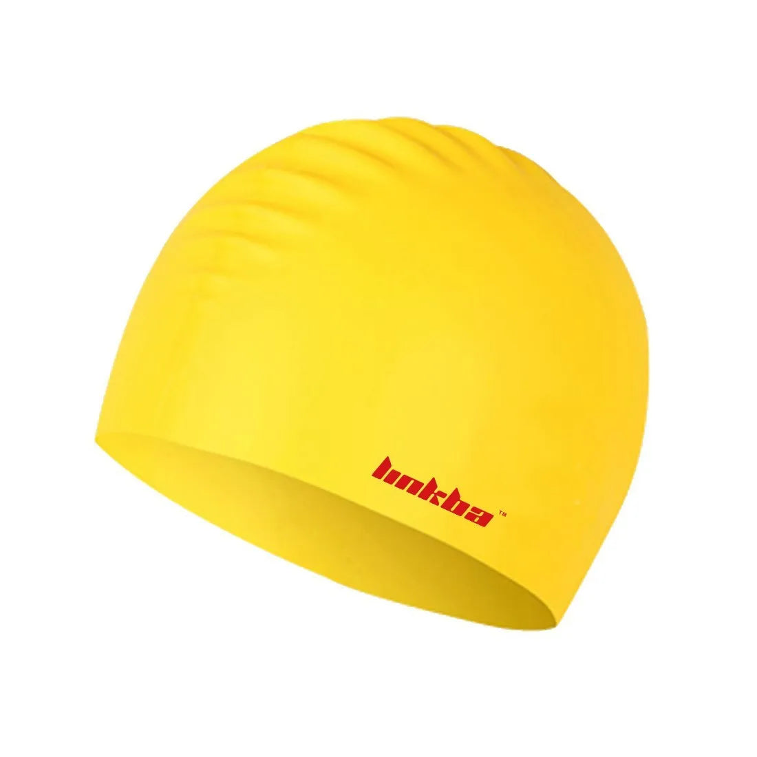 Silicone swimming cap with letter print design in multiple colour options