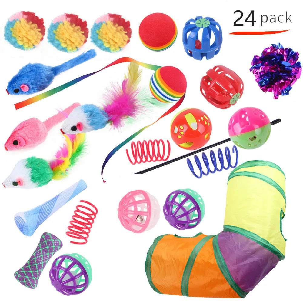Plastic cat channel toy maze with colourful tracks and accessories for feline play