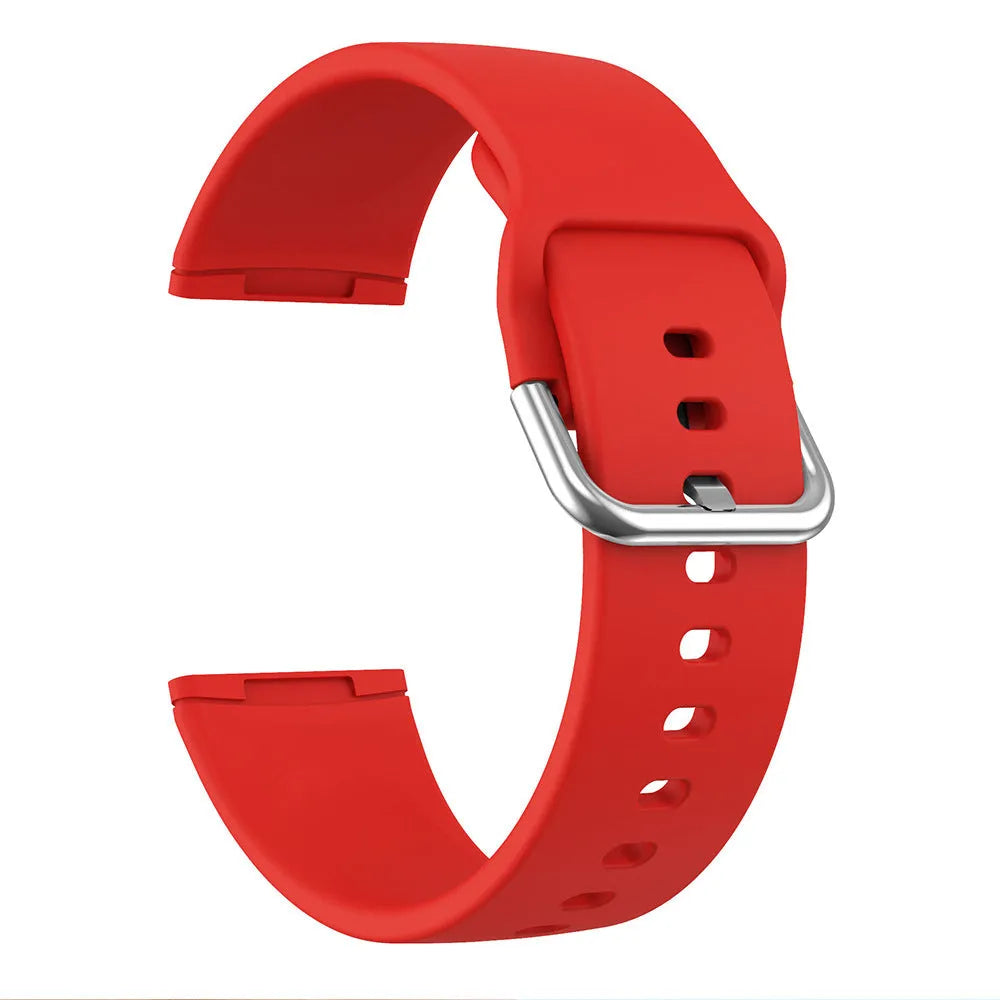 Fitbit Versa 3 and Sense 2 silicone replacement strap with silver buckle in one of twelve colour options.