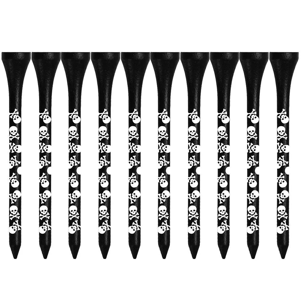Black skull print bamboo golf dowel pins in 70mm and 83mm length options