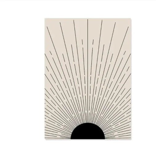 Boho style abstract lines animal painting on unframed cotton canvas wall art.