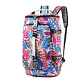 Black waterproof nylon convertible gym backpack with combination lock, shown with multiple pockets and air cushion straps.