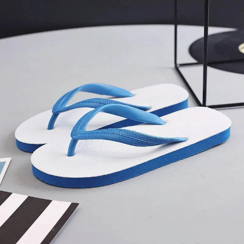 Colour options for rubber beach flip-flops with fish label, featuring non-slip deodorant soles.