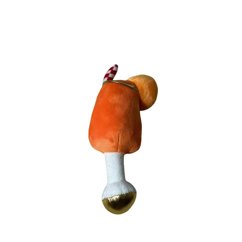 Yellow cup-shaped plush dog toy with squeaker measuring 7cm