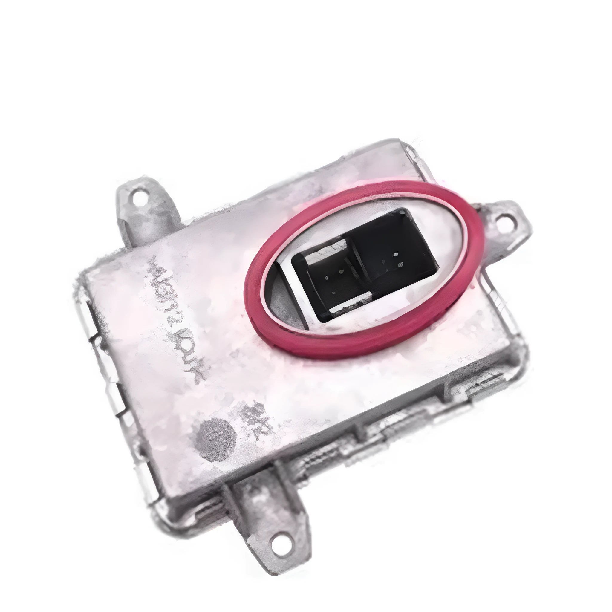 Metal headlight ballast replacement unit showing dimensions 14cm by 11cm by 4.5cm