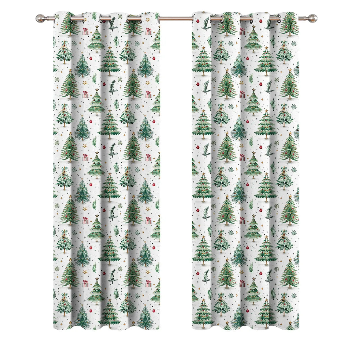 Christmas Forest Punching pattern polyester shading curtain in modern simplicity style