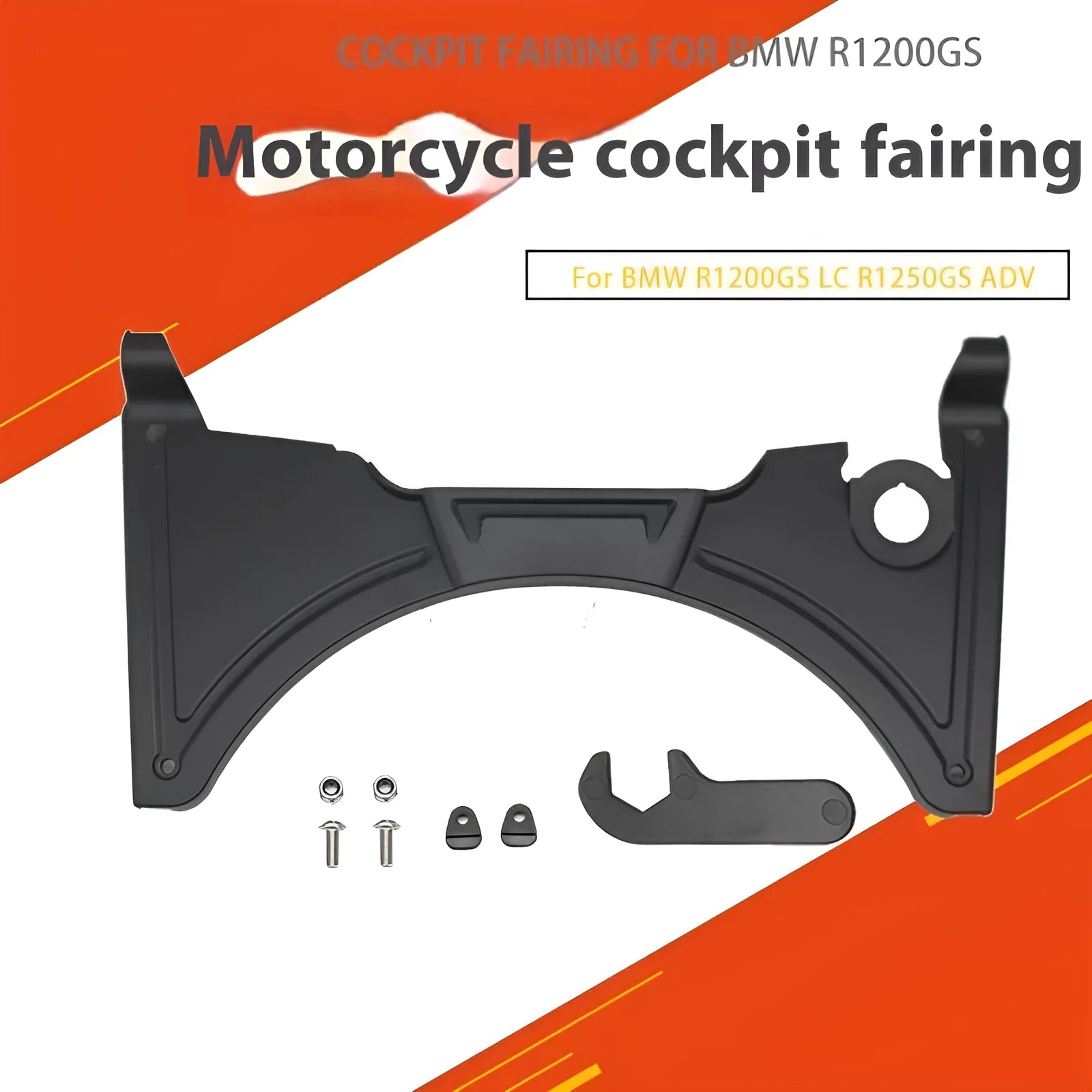 Black motorcycle cockpit fairing for BMW R1250GS and R1200GS LC models
