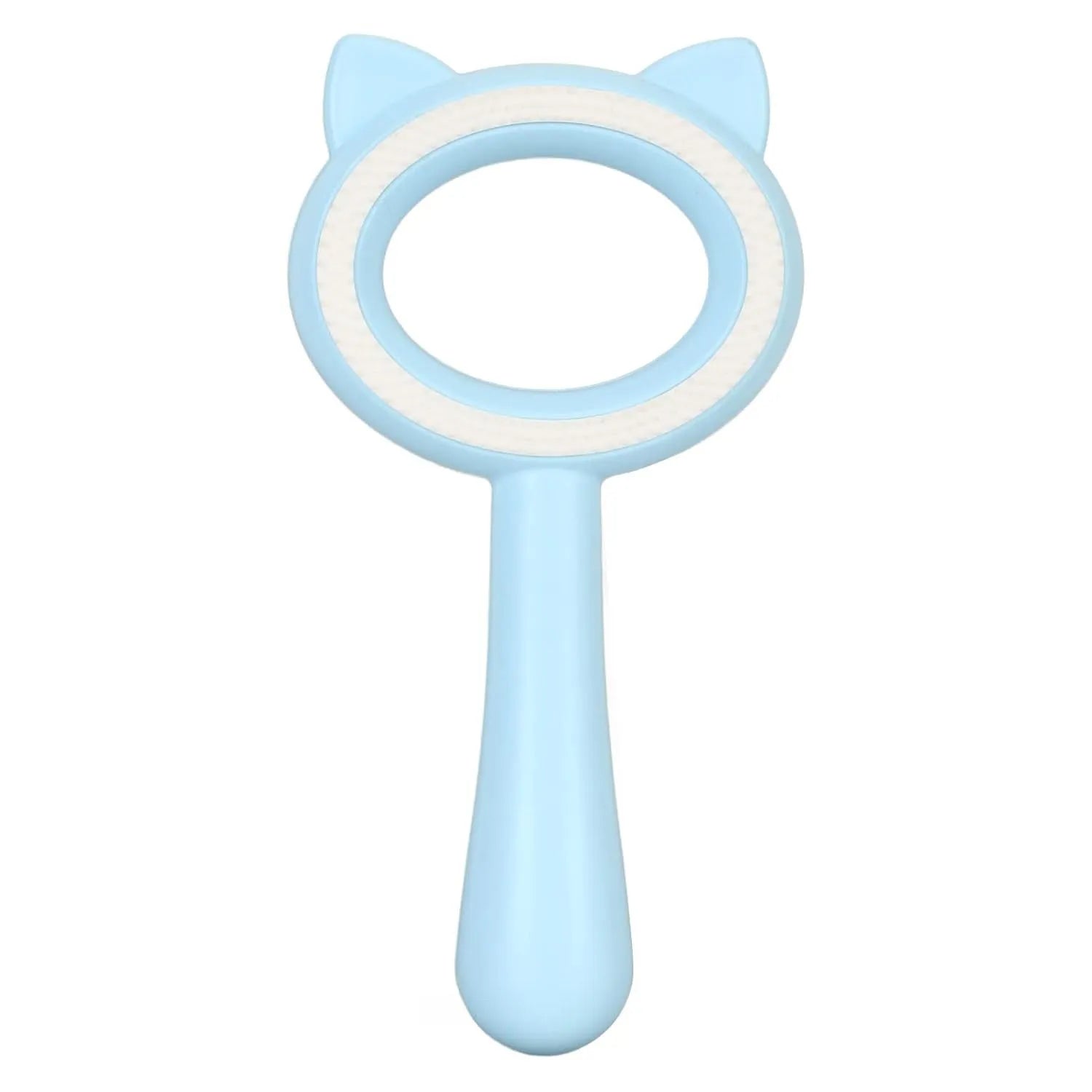 Double-sided blue pet grooming brush with comfortable handle for cats and dogs