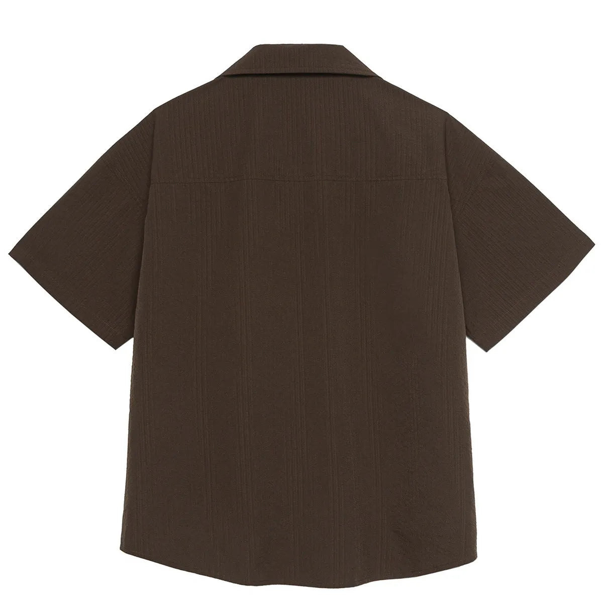 Brown striped Cuban collar short sleeve outdoor shirt with waterproof quick-drying fabric