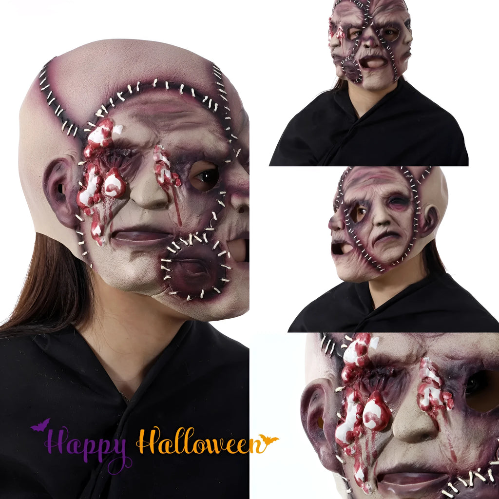 Three-sided grimace horror mask made from natural latex for adult Halloween and costume events