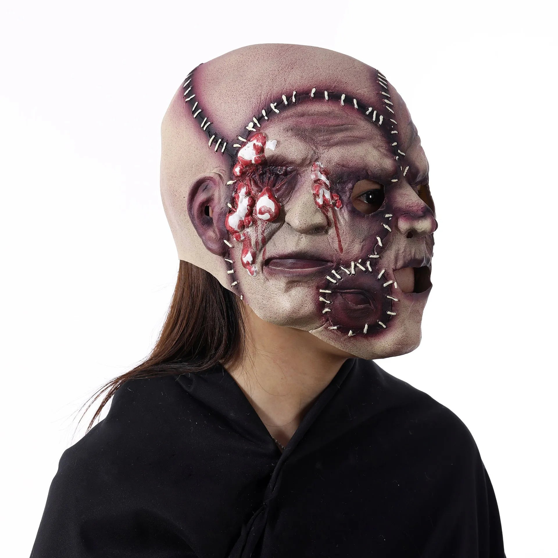 Three-sided grimace horror mask made from natural latex for adult Halloween and costume events