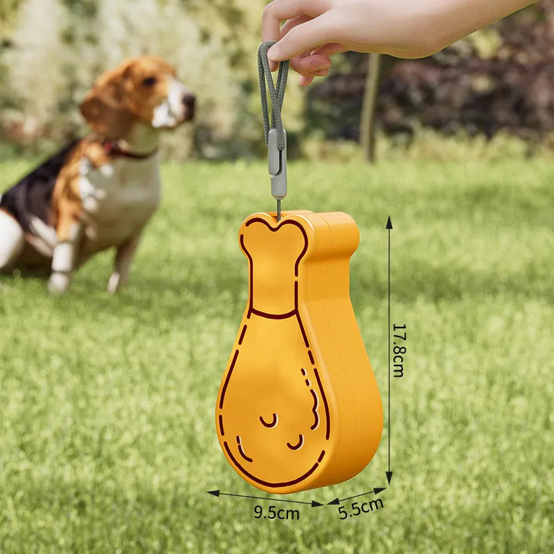 Orange and white portable pet water feeder with water bottle and food container for dogs and cats