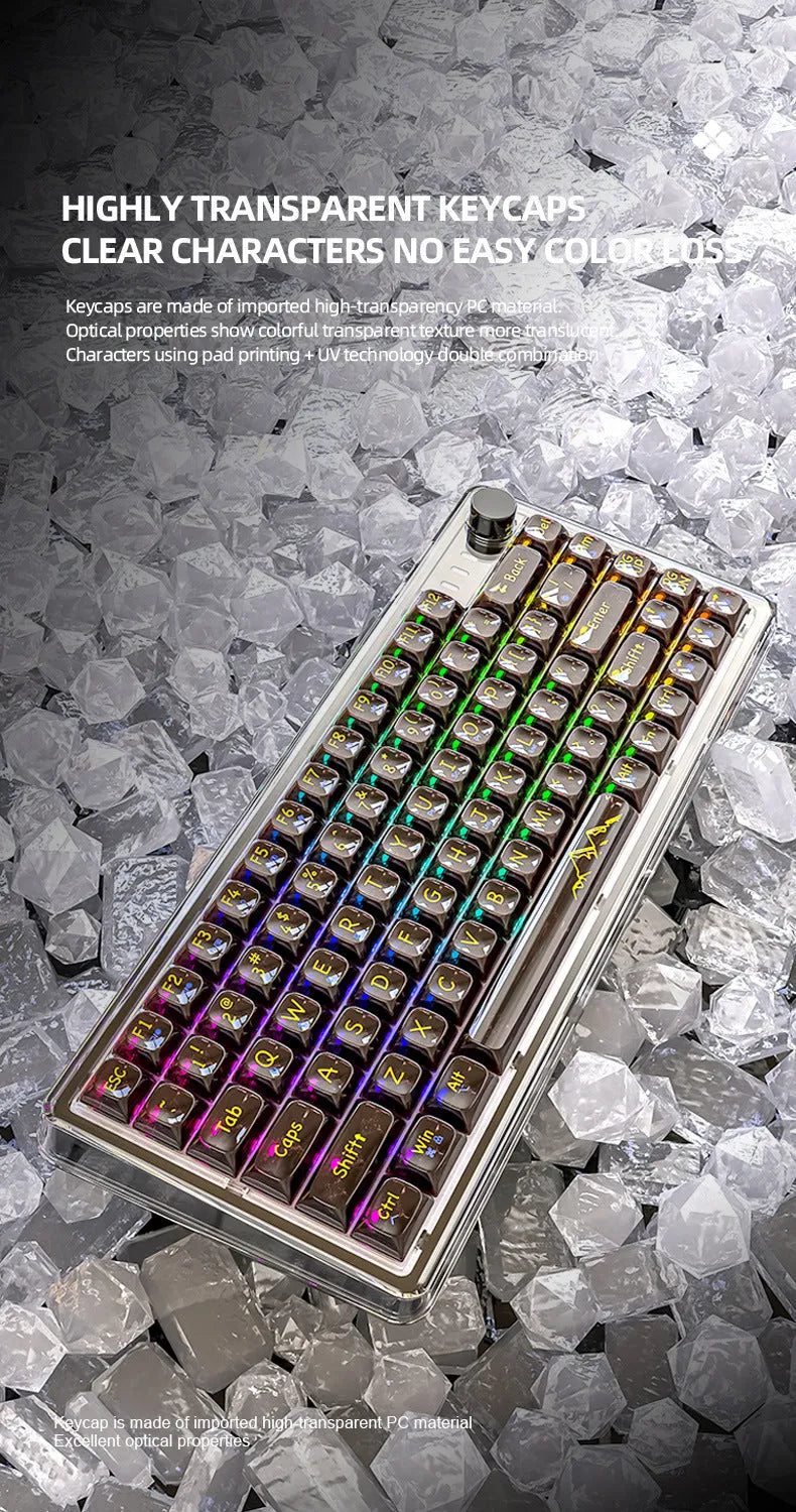 Attack Shark K75RGB wireless mechanical keyboard with transparent case and RGB lighting