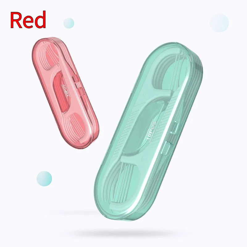 Independently packaged dental floss with 100 single-use packets in portable plastic bag